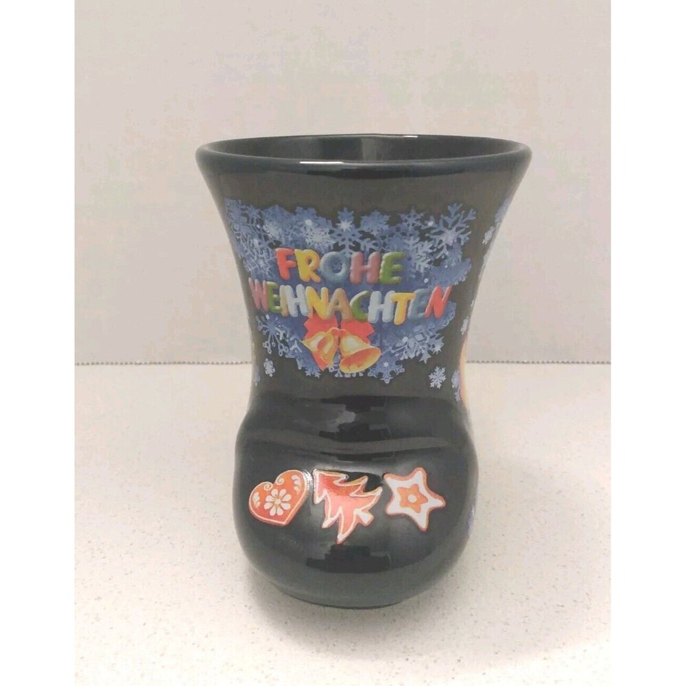 Vintage Mohaba GmbH Christmas Boot Mug Blue Winter Wonderland Santa Snowman 4"